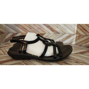 Women Privo by Clarks Black Patent Strappy Sandal Shoe size 8.5